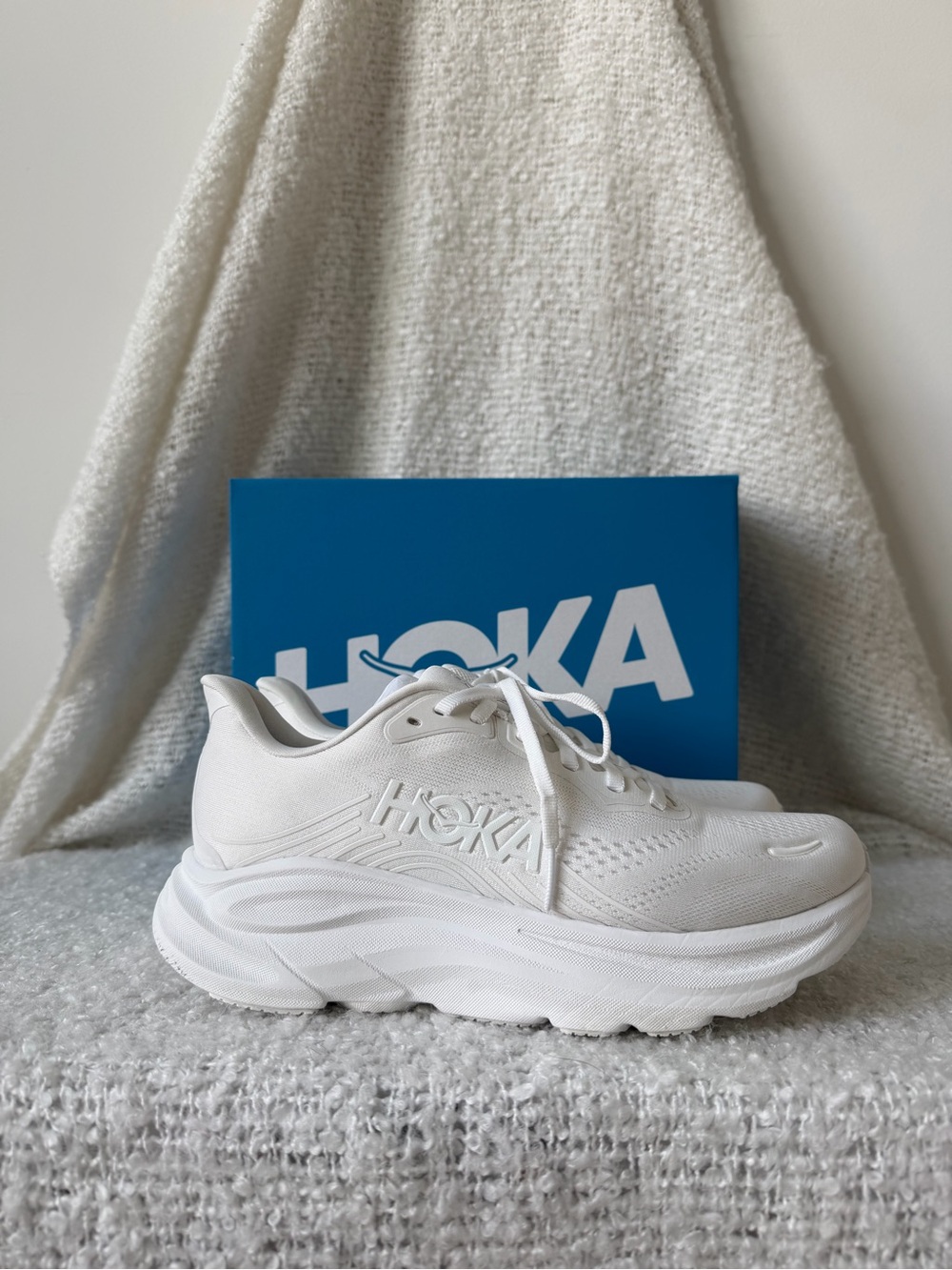Hoka One One Women’s Clifton 11 White Plush-Cushioned Sneakers